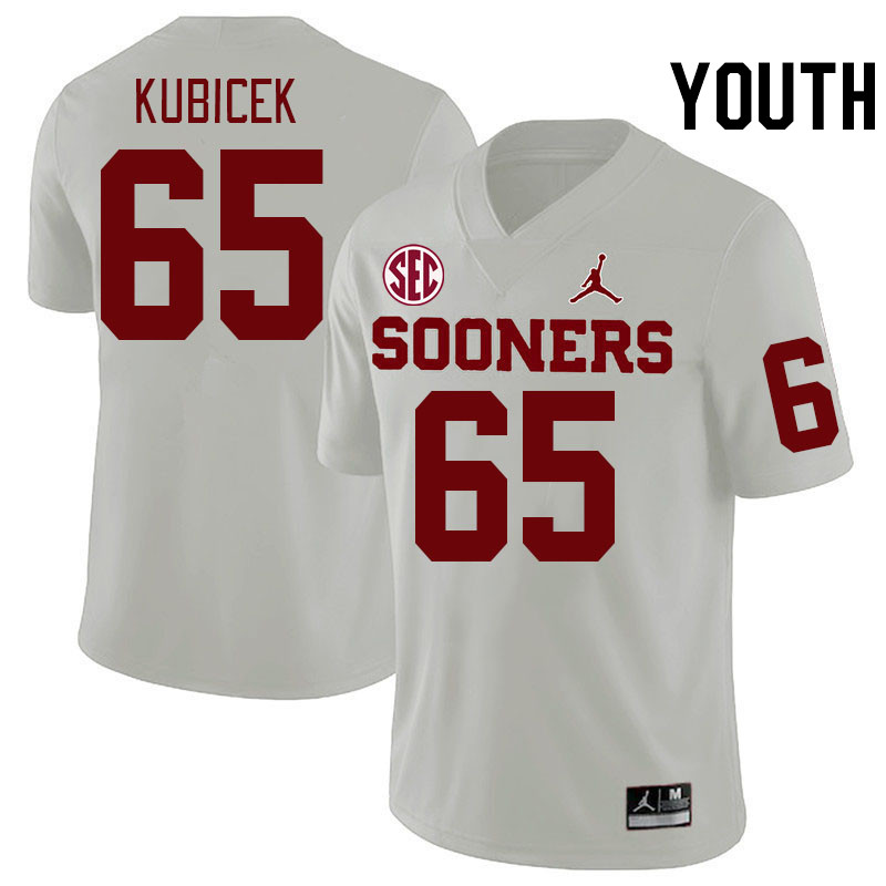 Youth #65 Ty Kubicek Oklahoma Sooners 2024 SEC Conference College Football Jerseys-White